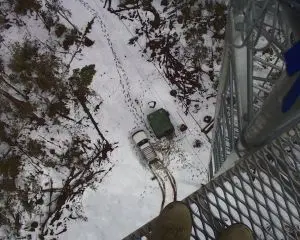 Nadir view from platform at 65m on instrument mast during winter
